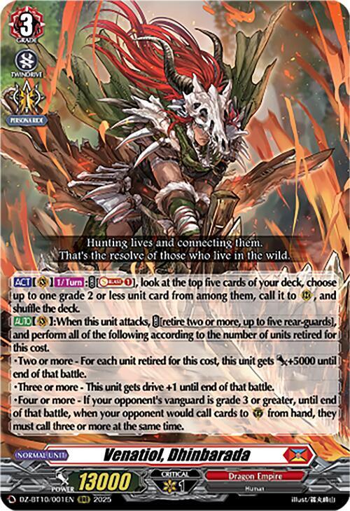 Cardfight Vanguard DZ-BT10: Dragonsoul Resonance Venatiol, Dhinbarada DZ-BT10/001EN RRR Near Mint