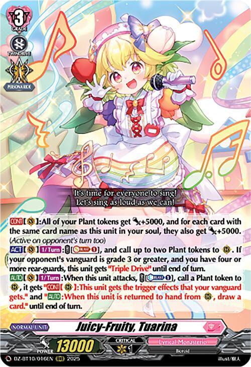 Cardfight Vanguard DZ-BT10: Dragonsoul Resonance Juicy-Fruity, Tuarina  DZ-BT10/016EN - Triple Rare