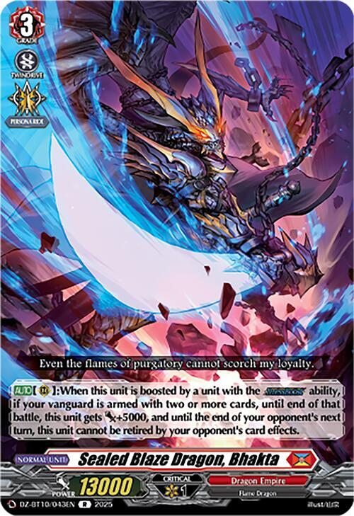 Cardfight Vanguard DZ-BT10: Dragonsoul Resonance Sealed Blaze Dragon, Bhakta  DZ-BT10/043EN - Rare