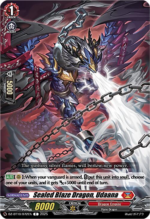 Cardfight Vanguard DZ-BT10: Dragonsoul Resonance Sealed Blaze Dragon, Udaana  DZ-BT10/072EN - Common