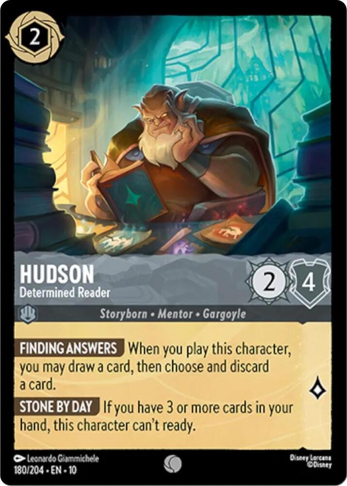 Lorcana TCG Whispers in the Well Hudson - Determined Reader 180/204 Common Near Mint Cold Foil