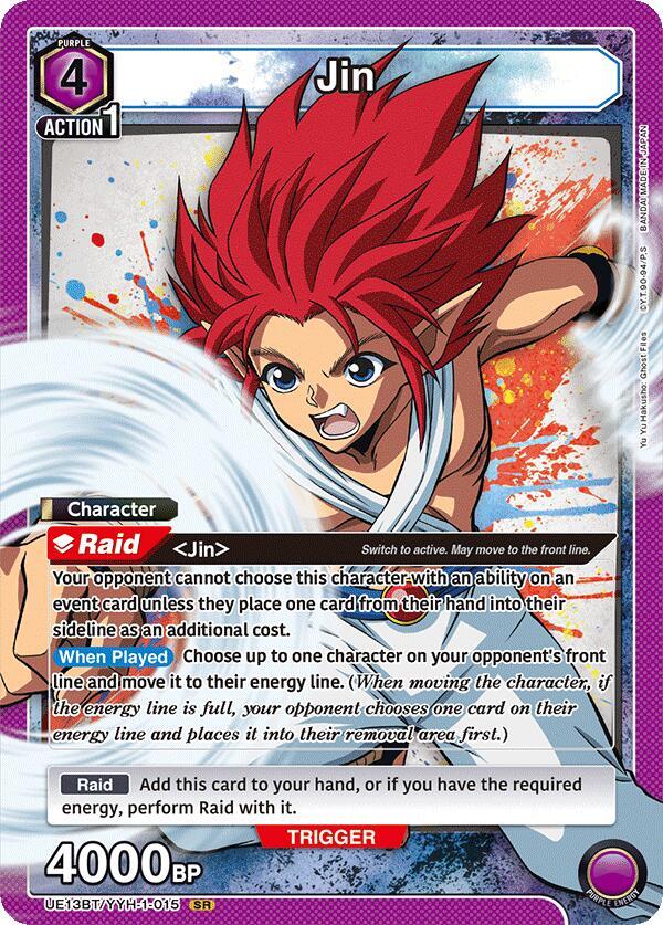 Union Arena UE13BT: Yu Yu Hakusho: Ghost Files Jin (015) UE13BT/YYH-1-015 Super Rare Near Mint Foil