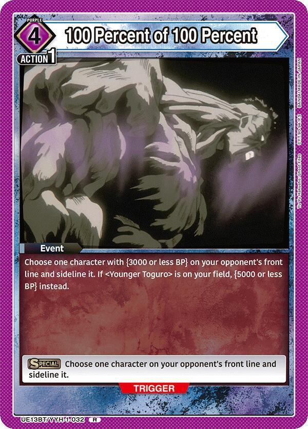 Union Arena UE13BT: Yu Yu Hakusho: Ghost Files 100 Percent of 100 Percent UE13BT/YYH-1-032 Rare Near Mint Foil
