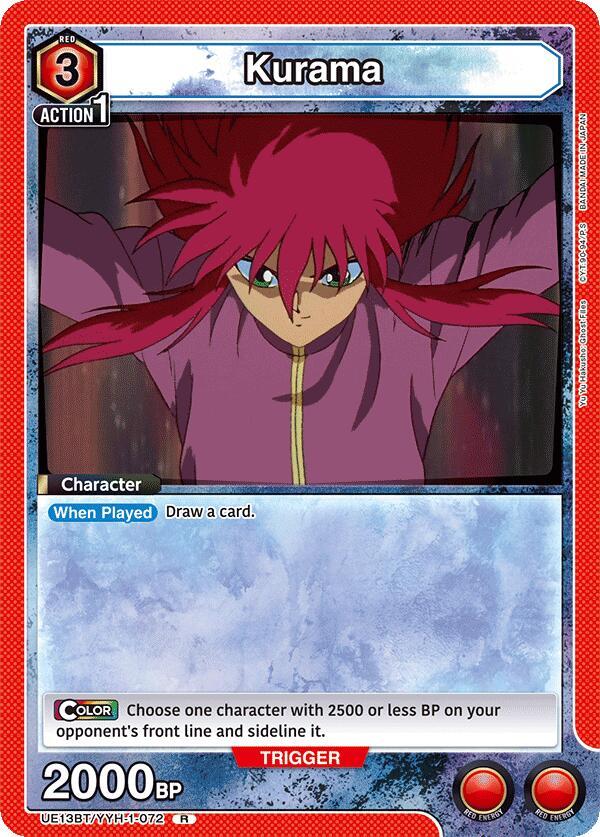 Union Arena UE13BT: Yu Yu Hakusho: Ghost Files Kurama (072) UE13BT/YYH-1-072 Rare Near Mint Foil