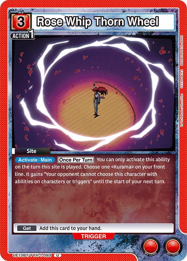 Union Arena UE13BT: Yu Yu Hakusho: Ghost Files Rose Whip Thorn Wheel UE13BT/YYH-1-093 Uncommon Near Mint