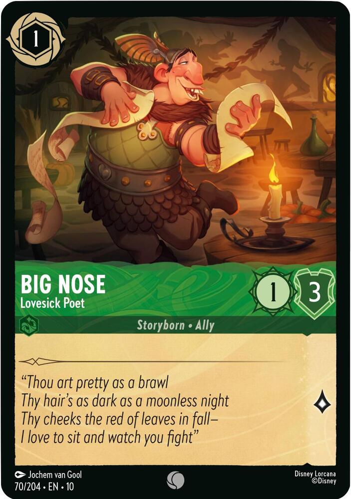 Lorcana TCG Whispers in the Well Big Nose - Lovesick Poet 70/204 Common Near Mint Cold Foil