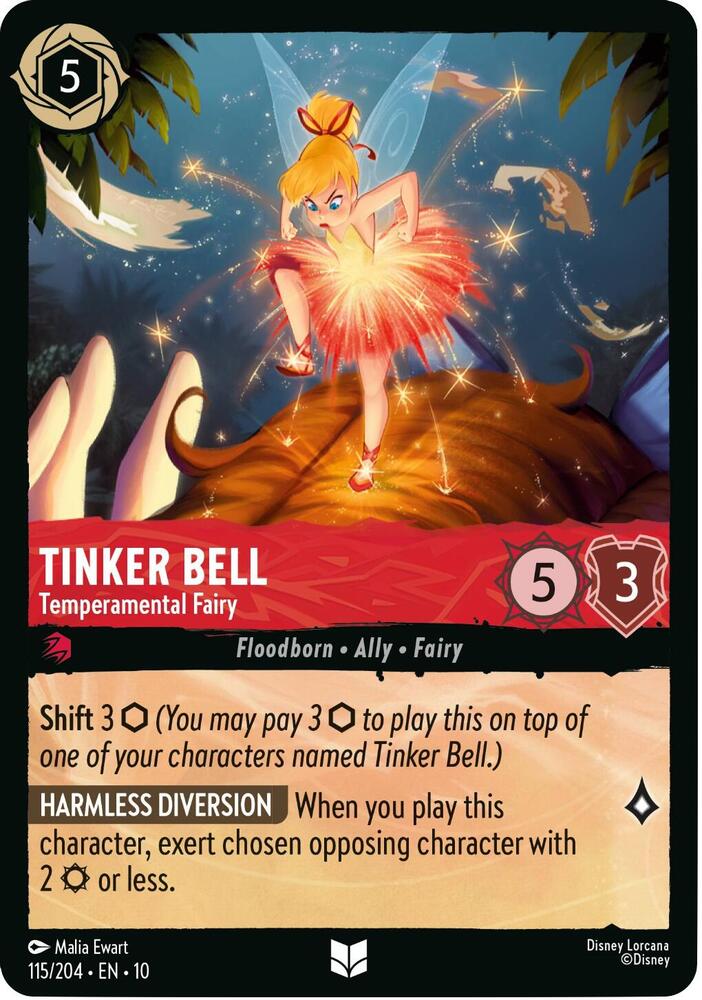 Lorcana TCG Whispers in the Well Tinker Bell - Temperamental Fairy 115/204 Uncommon Near Mint
