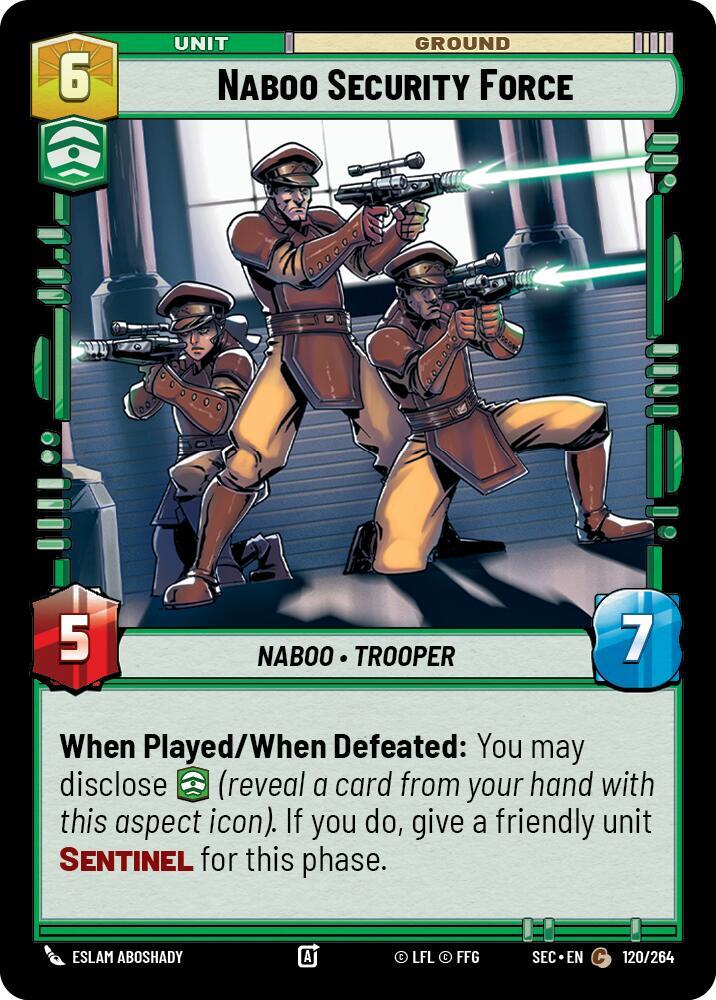 Star Wars Unlimited Secrets of Power Naboo Security Force 120/264 Common Near Mint