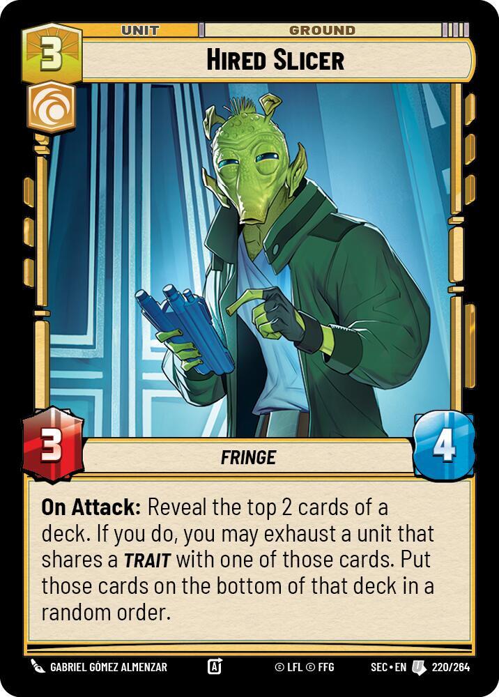 Star Wars Unlimited Secrets of Power Hired Slicer 220/264 Uncommon Near Mint