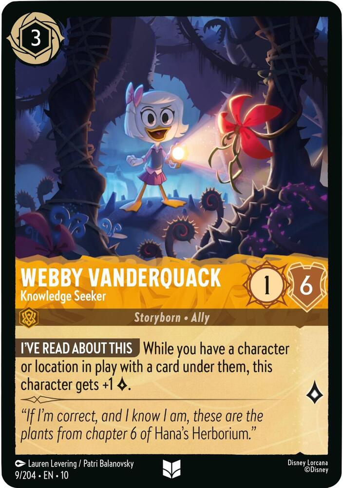 Lorcana TCG Whispers in the Well Webby Vanderquack - Knowledge Seeker 9/204 Uncommon Near Mint Cold Foil