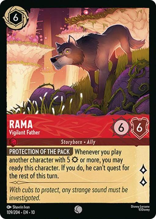 Lorcana TCG Whispers in the Well Rama - Vigilant Father 109/204 Common Near Mint Cold Foil