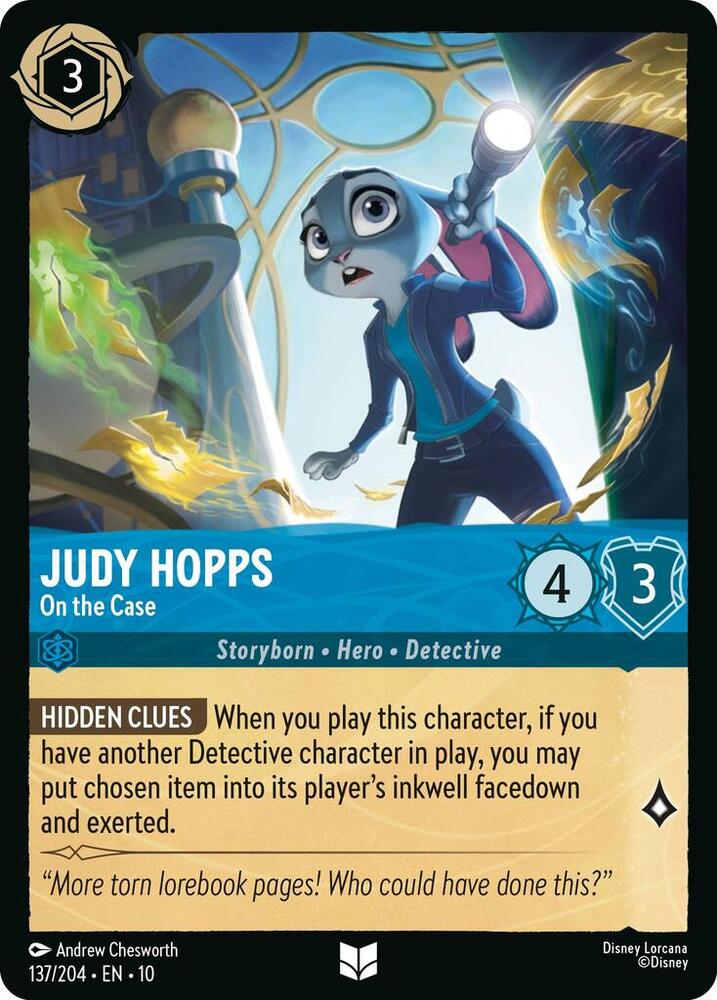 Lorcana TCG Whispers in the Well Judy Hopps - On the Case 137/204 Uncommon Near Mint Cold Foil