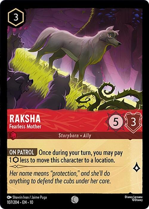 Lorcana TCG Whispers in the Well Raksha - Fearless Mother 107/204 Common Near Mint