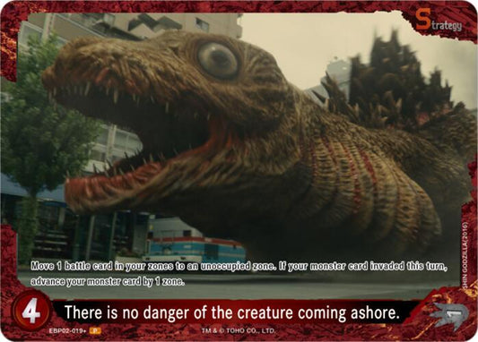 Godzilla Card Game Booster Set 2: G: Monsters Raid Again There is no danger of the creature coming ashore. (EBP02-019+) EBP02-019+ P Near Mint Foil