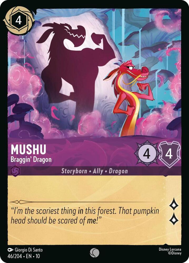 Lorcana TCG Whispers in the Well Mushu - Braggin' Dragon 46/204 Common Near Mint