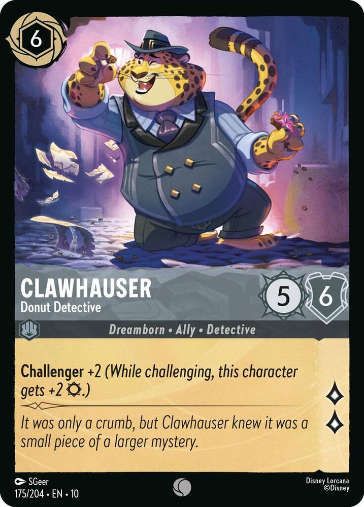 Lorcana TCG Whispers in the Well Clawhauser - Donut Detective 175/204 Common Near Mint Cold Foil