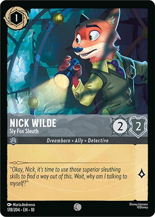 Lorcana TCG Whispers in the Well Nick Wilde - Sly Fox Sleuth 178/204 Common Near Mint