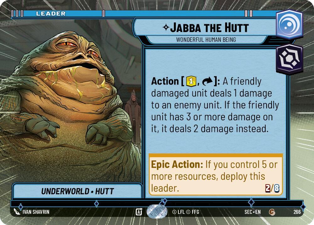 Star Wars Unlimited Secrets of Power Jabba the Hutt - Wonderful Human Being (Hyperspace) 266 Common Near Mint