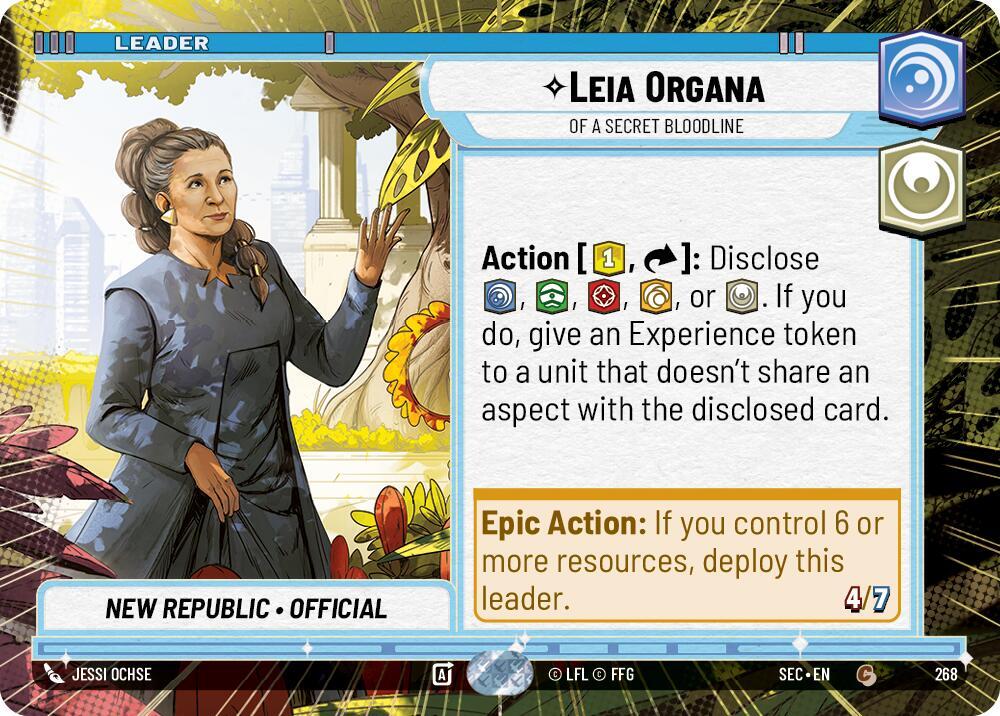 Star Wars Unlimited Secrets of Power Leia Organa - Of A Secret Bloodline (Hyperspace) 268 Common Near Mint