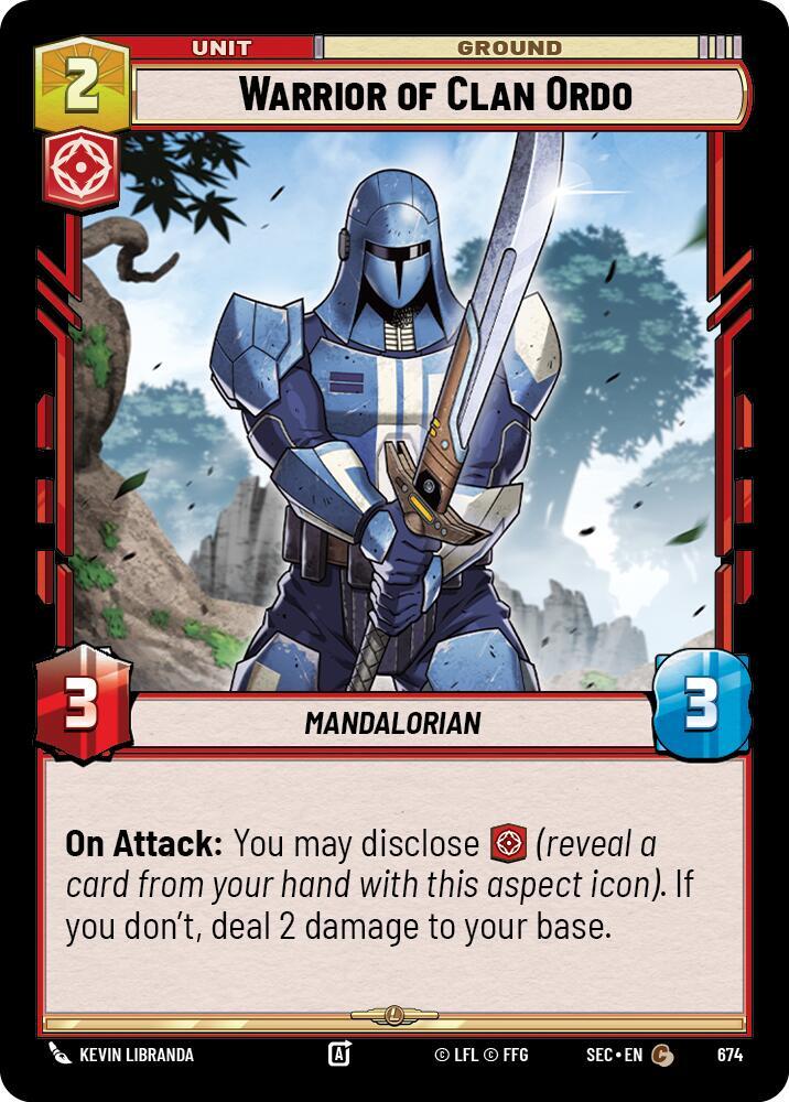 Star Wars Unlimited Secrets of Power Warrior of Clan Ordo (Foil) 674 Common Near Mint Foil