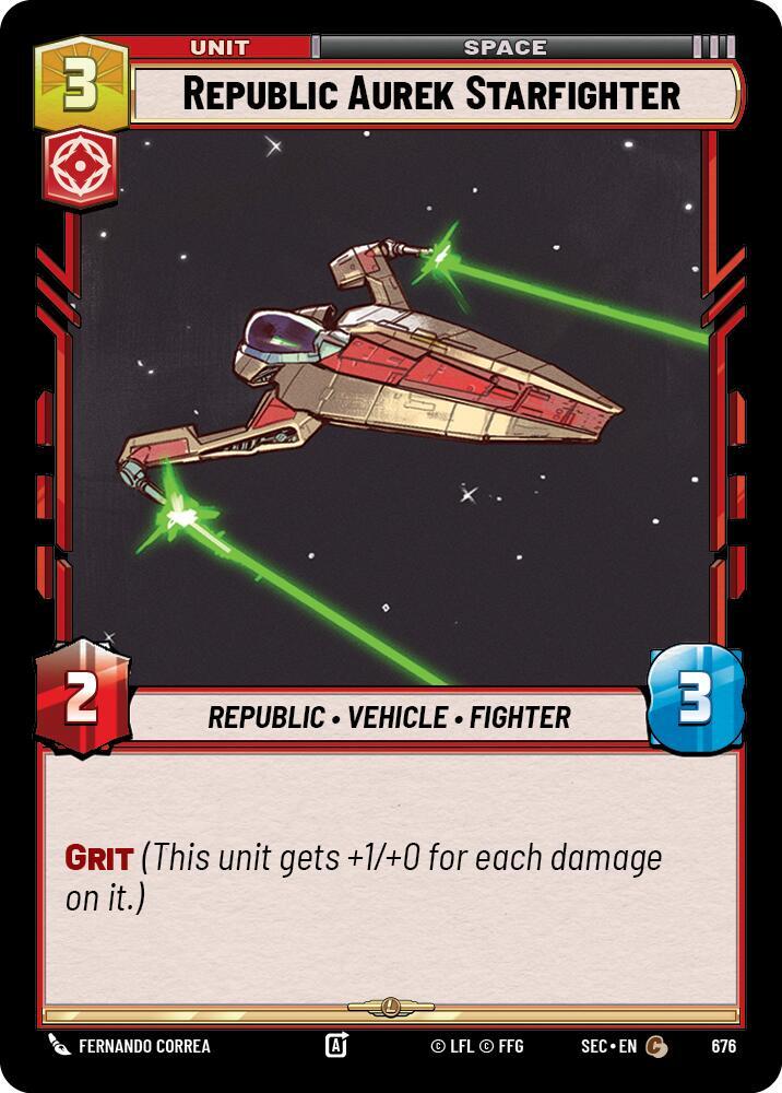 Star Wars Unlimited Secrets of Power Republic Aurek Starfighter (Foil) 676 Common Near Mint Foil