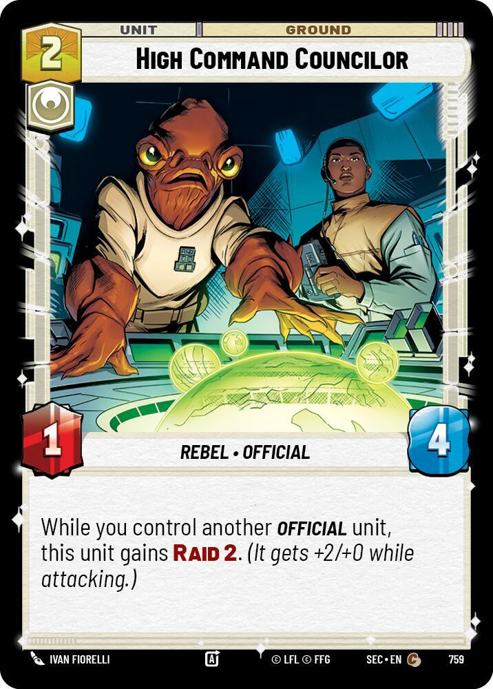 Star Wars Unlimited Secrets of Power High Command Councilor (Foil) 759 Common Near Mint Foil
