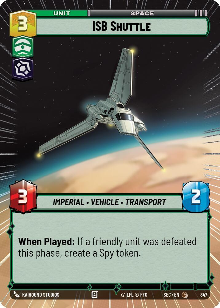 Star Wars Unlimited Secrets of Power ISB Shuttle (Hyperspace) 347 Common Near Mint
