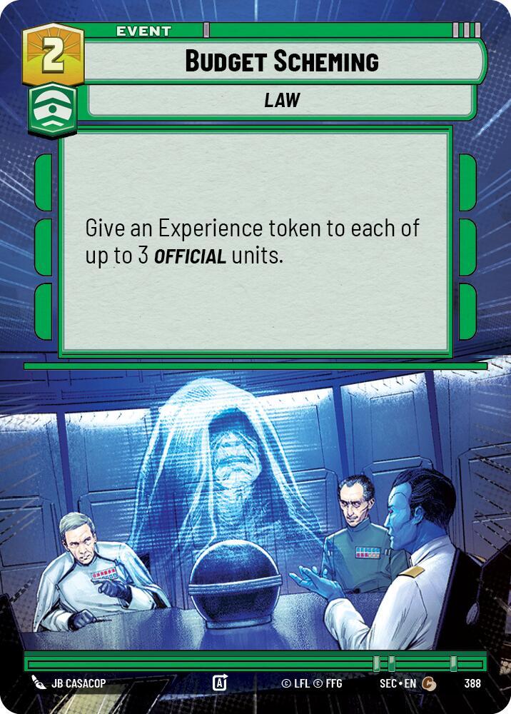 Star Wars Unlimited Secrets of Power Budget Scheming (Hyperspace) 388 Common Near Mint