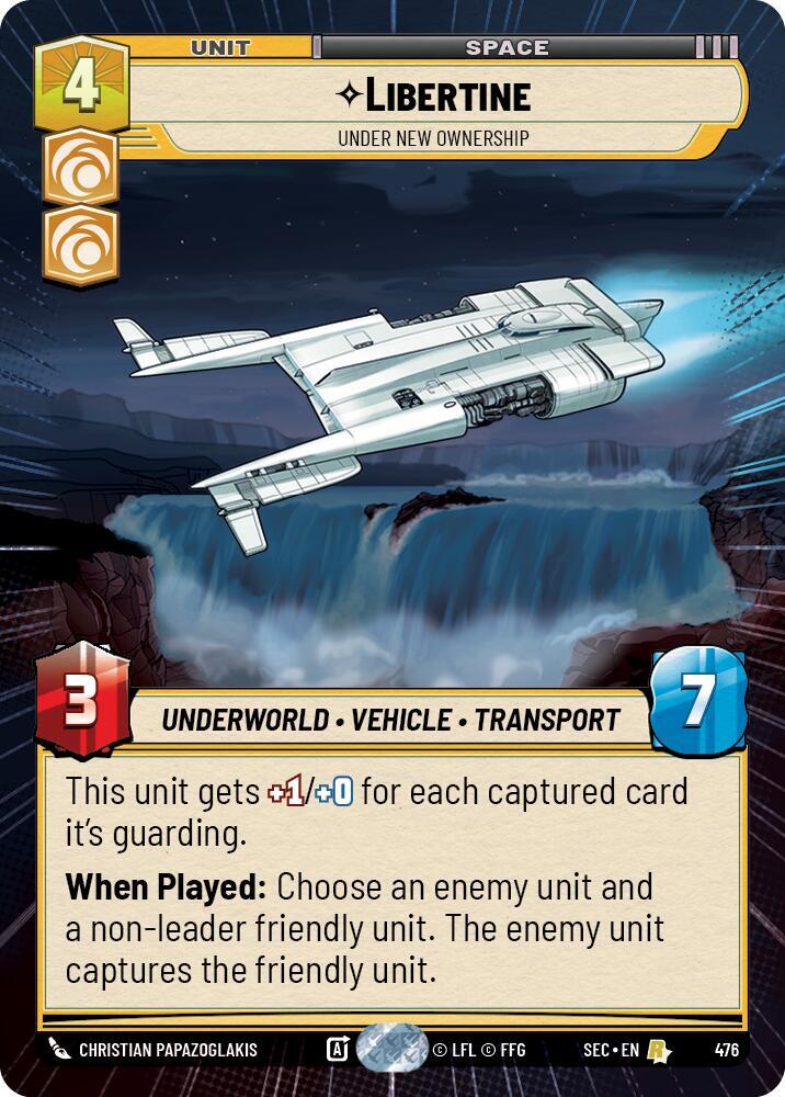 Star Wars Unlimited Secrets of Power Libertine - Under New Ownership (Hyperspace) 476 Rare Near Mint
