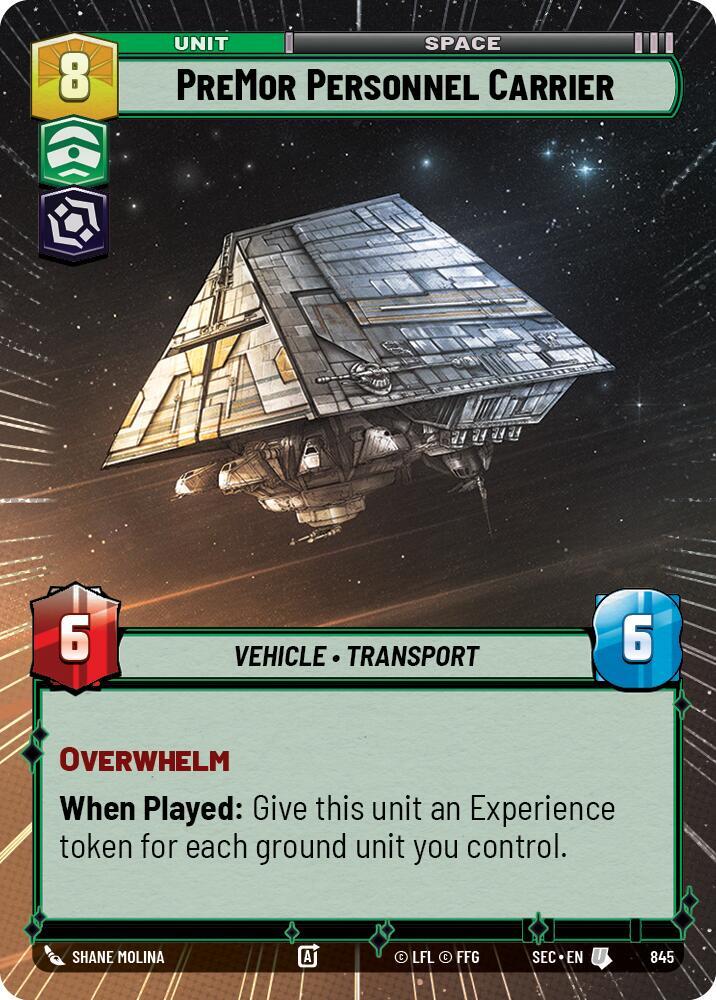 Star Wars Unlimited Secrets of Power PreMor Personnel Carrier (Hyperspace Foil) 845 Uncommon Near Mint Foil
