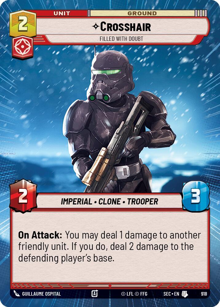 Star Wars Unlimited Secrets of Power Crosshair - Filled With Doubt (Hyperspace Foil) 918 Uncommon Near Mint Foil