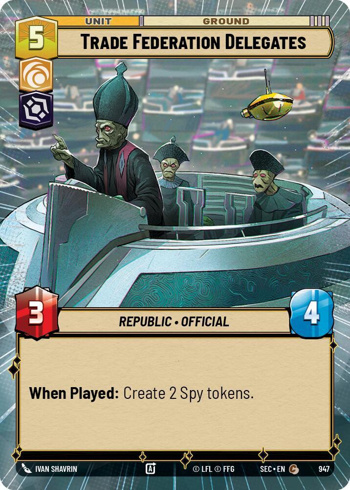 Star Wars Unlimited Secrets of Power Trade Federation Delegates (Hyperspace Foil) 947 Common Near Mint Foil