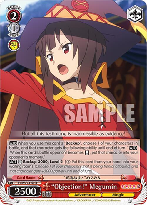 Weiss Schwarz KONOSUBA -God’s blessing on this wonderful world! Re:Edit "Objection!" Megumin KS/W75-E063 Common Near Mint