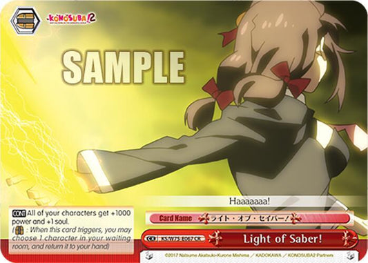 Weiss Schwarz KONOSUBA -God’s blessing on this wonderful world! Re:Edit Light of Saber! KS/W75-E067 Climax Rare Near Mint