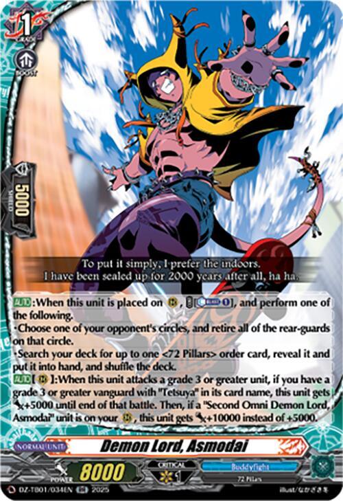 Cardfight Vanguard DZ-TB01: Future Card Buddyfight Demon Lord, Asmodai DZ-TB01/034EN RR Near Mint
