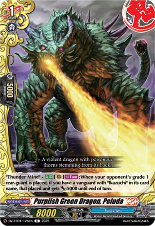 Cardfight Vanguard DZ-TB01: Future Card Buddyfight Purplish Green Dragon, Peluda DZ-TB01/125EN C Near Mint