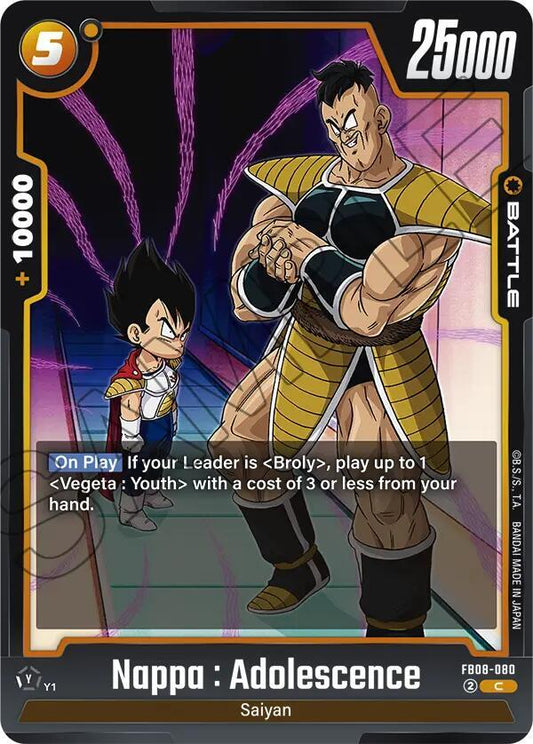 Dragon Ball Super: Fusion World Saiyan's Pride Nappa : Adolescence FB08-080 Common Near Mint
