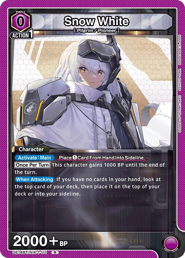 Union Arena UE14BT: GODDESS OF VICTORY: NIKKE Snow White (111) UE14BT/NIK-1-111 Rare Near Mint Foil