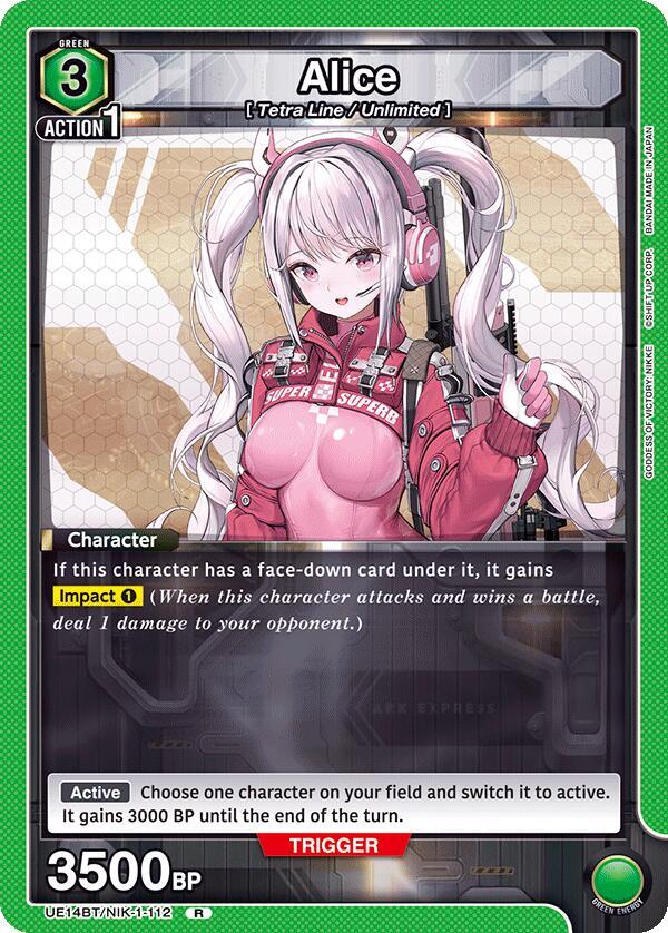 Union Arena UE14BT: GODDESS OF VICTORY: NIKKE Alice (112) UE14BT/NIK-1-112 Rare Near Mint Foil