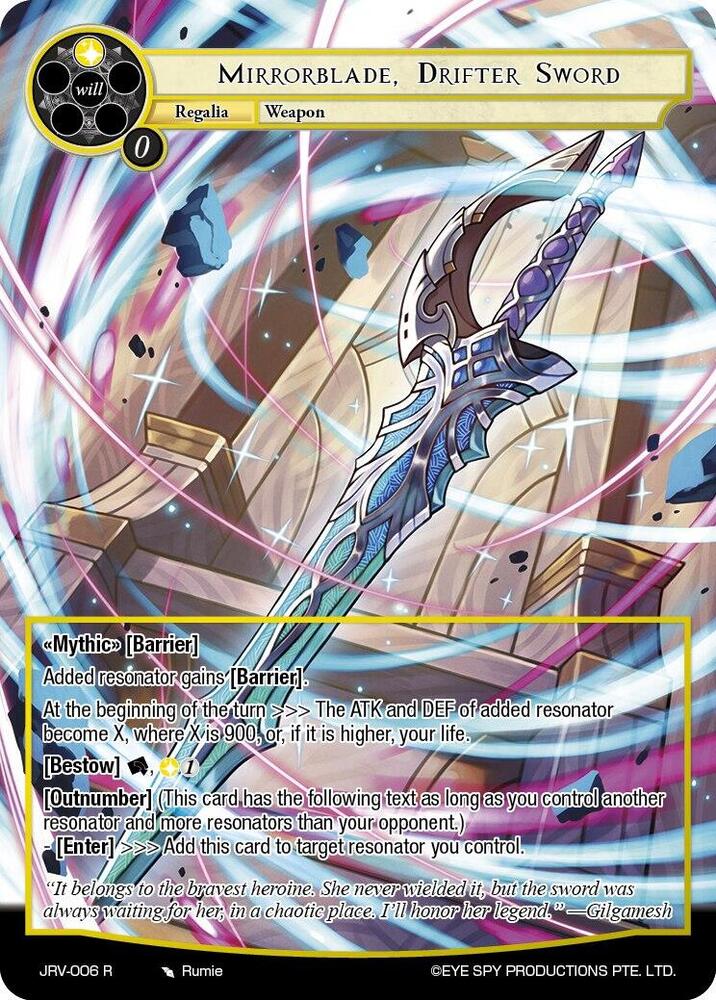 Force of Will Journey to Ravidra Mirrorblade, Drifter Sword JRV-006 R Rare Near Mint