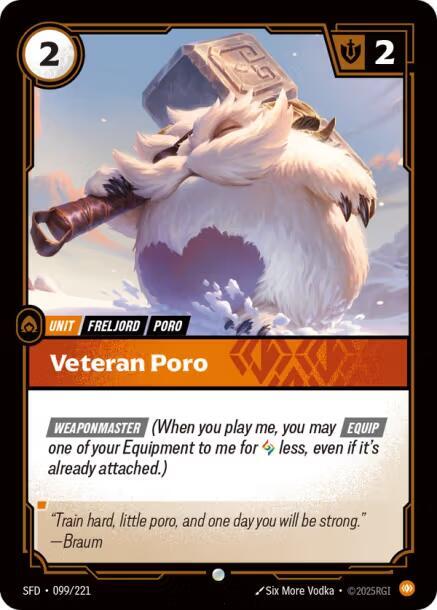 Riftbound League of Legends Trading Card Game Spiritforged Veteran Poro 099/221 Common Near Mint