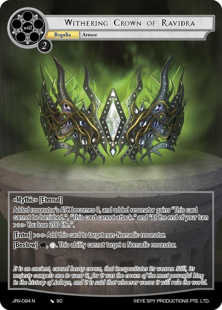 Force of Will Journey to Ravidra Withering Crown of Ravidra JRV-094 N Normal Near Mint