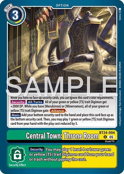 Digimon Card Game Time Stranger Central Town: Throne Room BT24-094 U Uncommon Near Mint