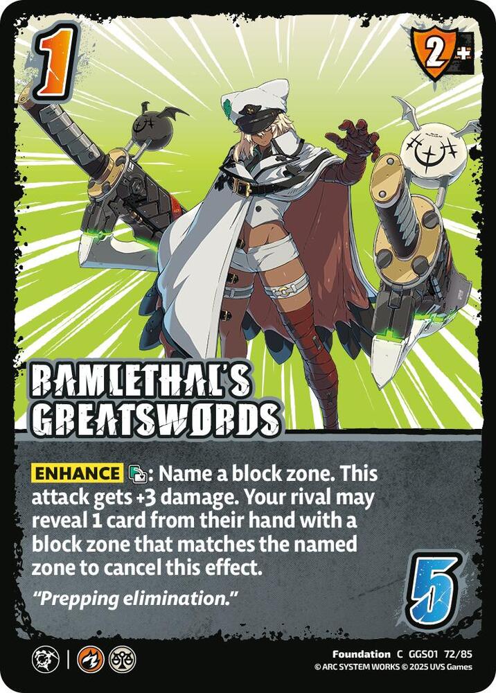 UniVersus GUILTY GEAR -STRIVE- RAMLETHAL'S GREATSWORDS GGS01 72/85 Common Near Mint