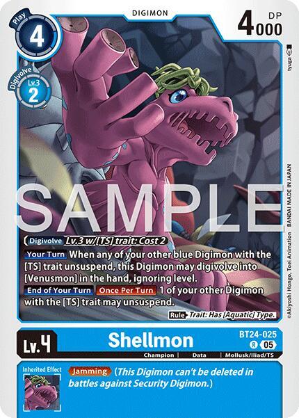 Digimon Card Game Time Stranger Shellmon BT24-025 R Rare Near Mint Foil
