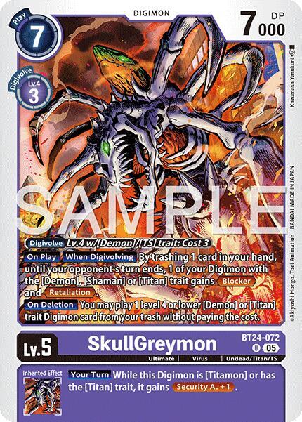 Digimon Card Game Time Stranger SkullGreymon BT24-072 U Uncommon Near Mint