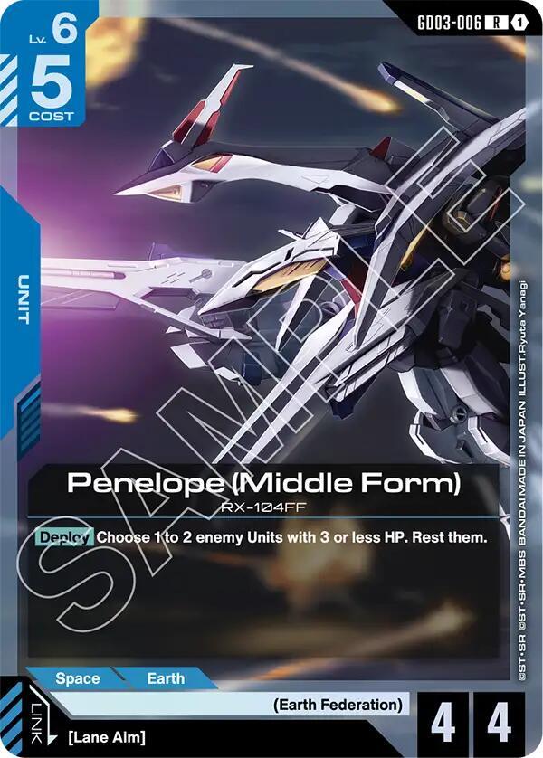 Gundam Card Game Steel Requiem Penelope (Middle Form) GD03-006 Rare Near Mint Holofoil