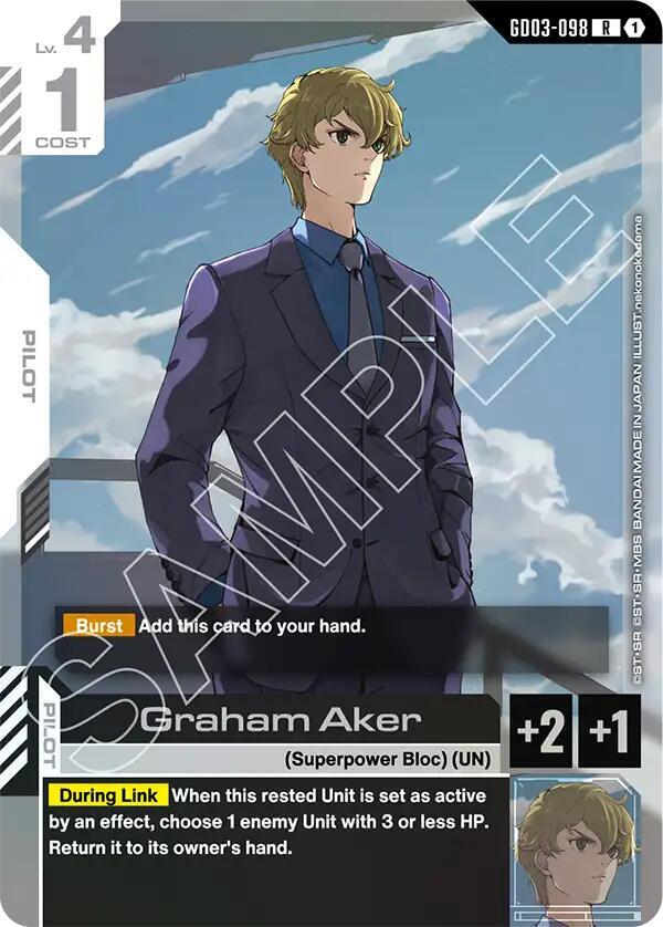 Gundam Card Game Steel Requiem Graham Aker GD03-098 Rare Near Mint Holofoil