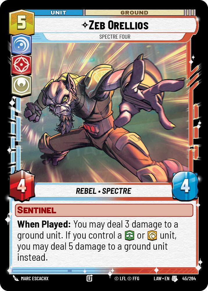 Star Wars: Unlimited A Lawless Time Zeb Orellios - Spectre Four 45/264 Uncommon Near Mint