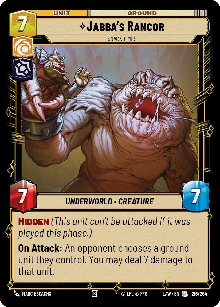 Star Wars: Unlimited A Lawless Time Jabba's Rancor - Snack Time! 216/264 Uncommon Near Mint